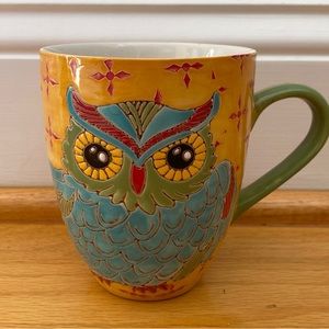 Dutch Wax Coastline Imports Hand Painted Owl Coffee / Tea Mug Beautiful Rare